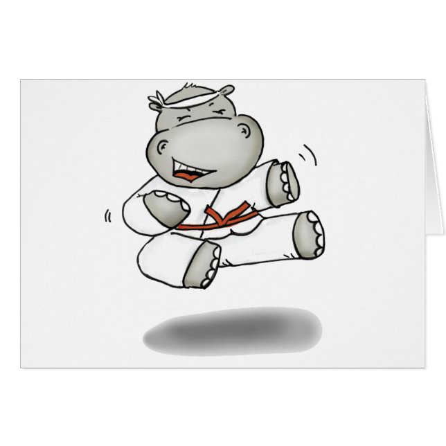 Cartão Hipopótamo do karaté (Frente Horizontal)