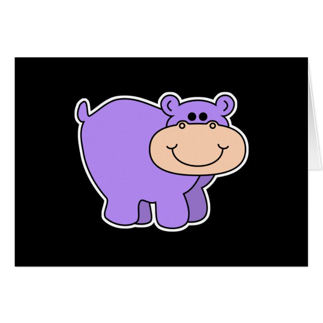 Cartão hipopótamo roxo bebê (Frente Horizontal)