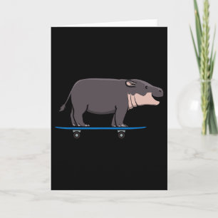 Cartão Hipopótamo Vida Selvagem Animal Skate Patinador