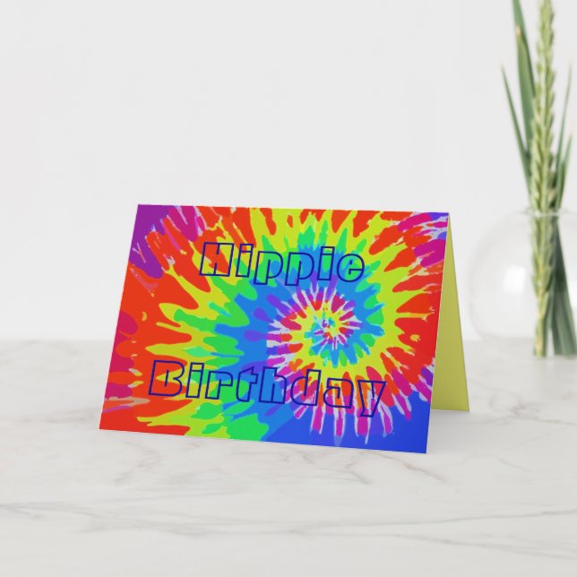 Cartão Hippie Birthday Groovy Tie-Dye Card (Frente)