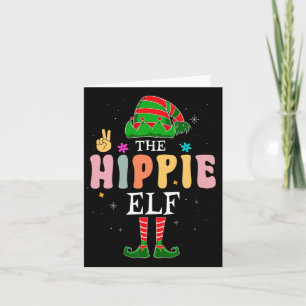 Cartão Hippie Elf Group Correspondente à Groovy de Natal 