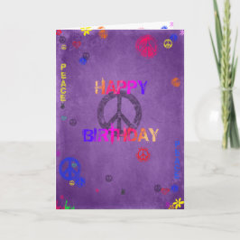 Cartão Hippie Happy Birthday Card Roxo
