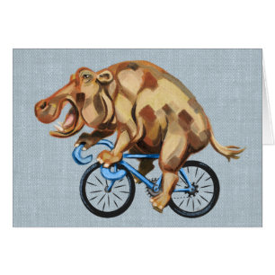 Cartão Hippo Andando uma Bicicleta