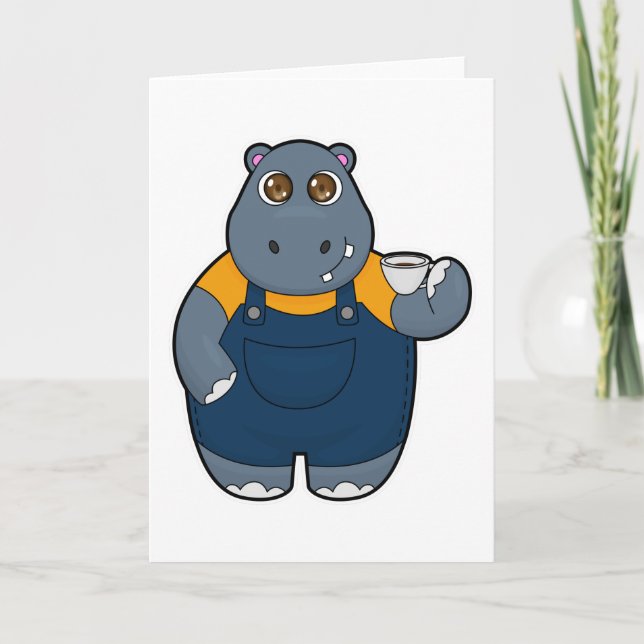Cartão Hippo com Taça de Café (Frente)