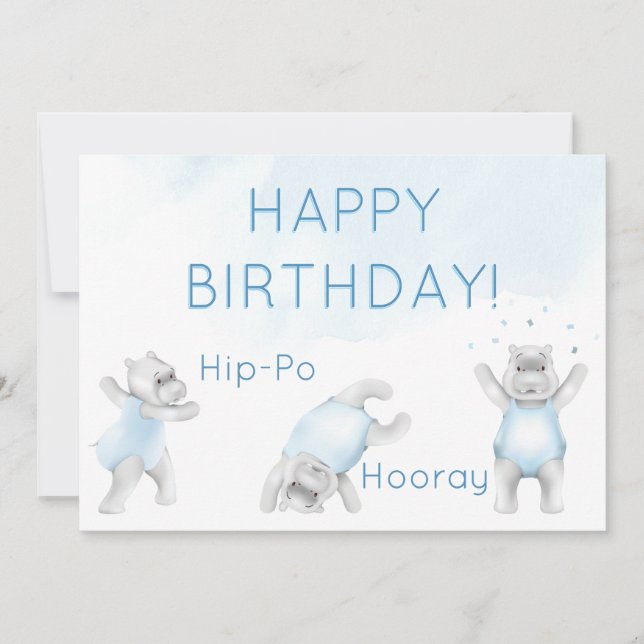 Cartão Hippo Hooray Somersault Birthday (Frente)