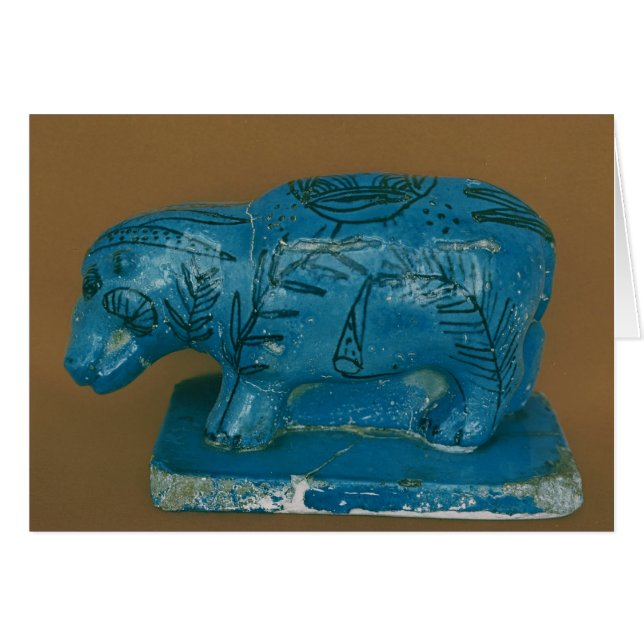 Cartão Hippopotamus azul com decoração preta (Frente Horizontal)