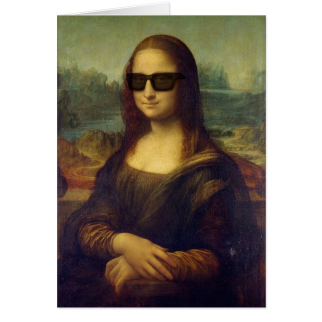Cartão Hipster feliz engraçado Mona Lisa nas máscaras (Frente)