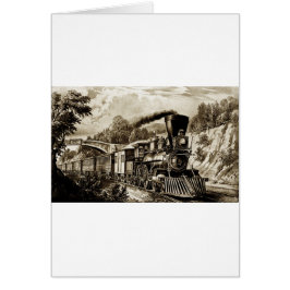 Cartão História da locomotiva com motor a vapor