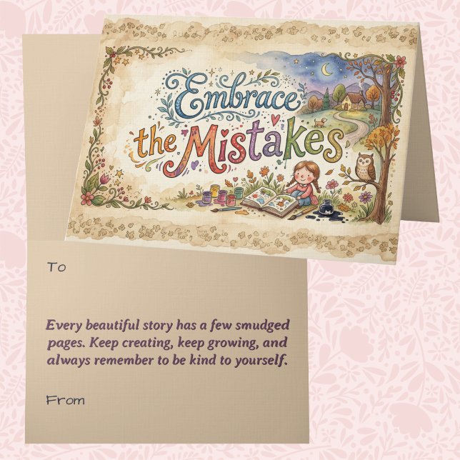 Cartão História de Mentalidade de Crescimento Arte Decora (Embrace Mistakes storybook motivation encouragement growth mindset self help teenager child card)