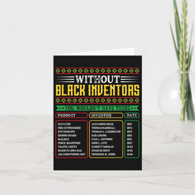 Cartão História Dos Inventores Negros Esquecidos História (Frente)