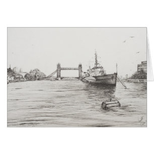 Cartão HMS Belfast no rio Tames London.2006