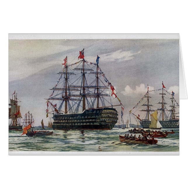 Cartão HMS Queen Battleship 1839 (Frente Horizontal)