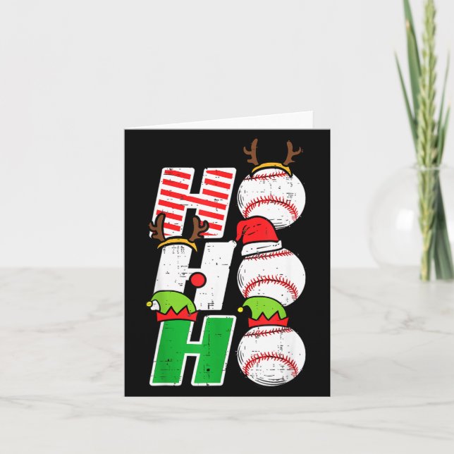 Cartão Ho Ho Baseball Elf Candy Cane Funny Christmas Srt  (Frente)
