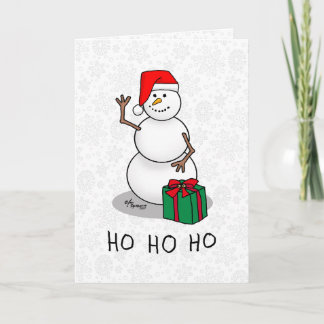 Cartão Ho Ho Feliz Papais noeis de Natal Bonito Snowman
