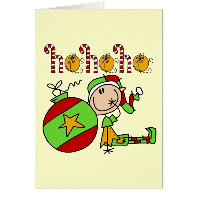 Cartão Ho Ho Ho Holiday Elf (Frente)