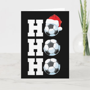 Cartão Ho Ho Ho Natal Futebol Por Bill Chapéu do Papai No