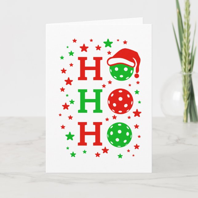 Cartão Ho Ho Ho Pickleball - Esportes de Natal Engraçados (Frente)