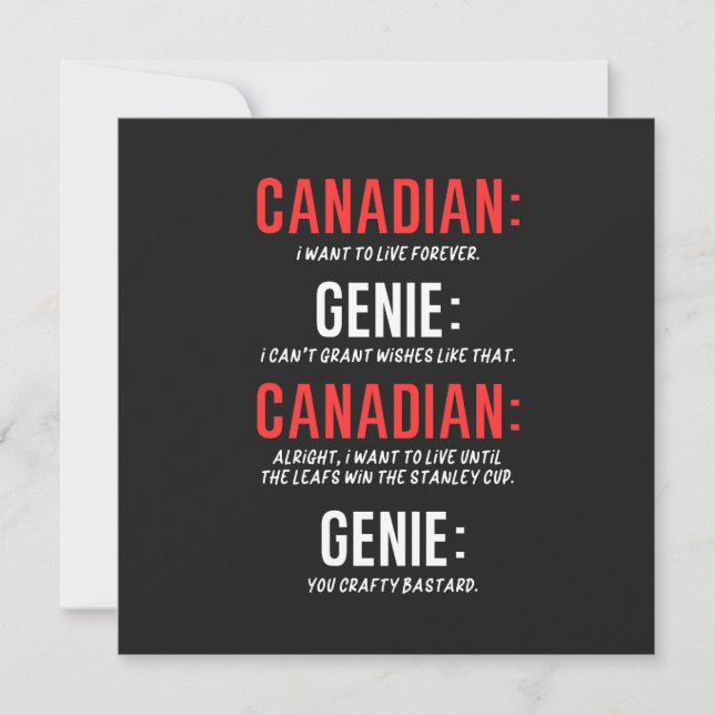 Cartão Hockey canadense engraçado (Frente)