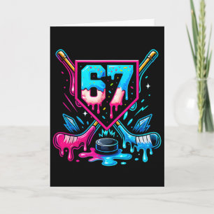 Cartão Hockey Gotejamento 6 7 Número 67 Seis Sete Meme Ho