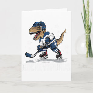 Cartão Hockeysaurus Dinossauro Engraçado Hockey Crianças