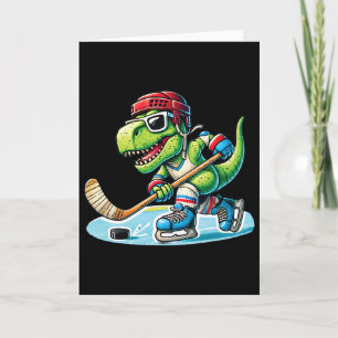 Cartão Hockeysaurus Dinossauro Hóquei no Gelo Trex Menino