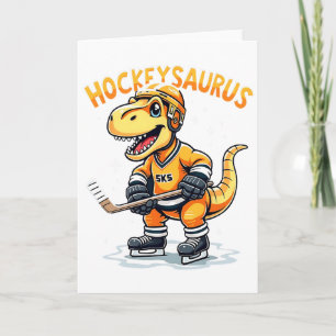 Cartão Hockeysaurus Funnydinosaur Hóquei Crianças Menino 