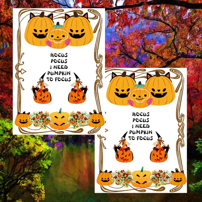 Cartão Hocus Pocus Halloween Witch Spooky Dourada Frame C (Hocus Pocus Halloween Witch Spooky Gold Frame Cute Card)