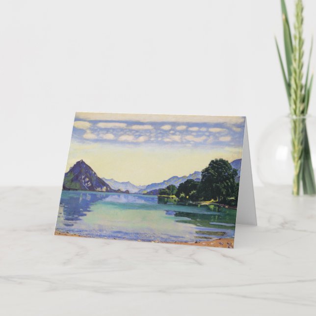 Cartão Hodler - Lago Thun de Lessig, pintura famosa, (Frente)