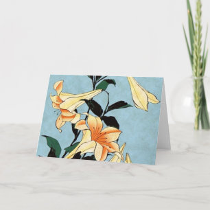 Cartão Hokusai Japanese Lilies Greeting Card