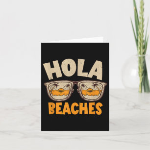 Cartão Hola Beaches Vintage Retro Sungles Férias de Praia