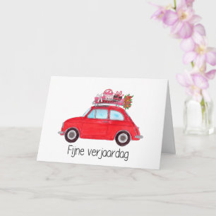 Cartão Holandês Aniversário Retro Fiat 500