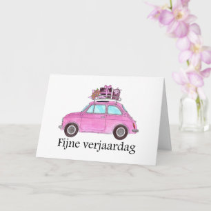 Cartão Holandês Aniversário Retro Fiat 500