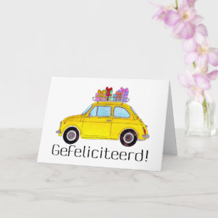 Cartão Holandês Aniversário Retro Fiat 500