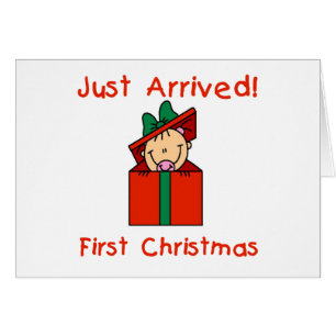 Cartão Holiday Baby Girl acabou de chegar Camisetas e pre