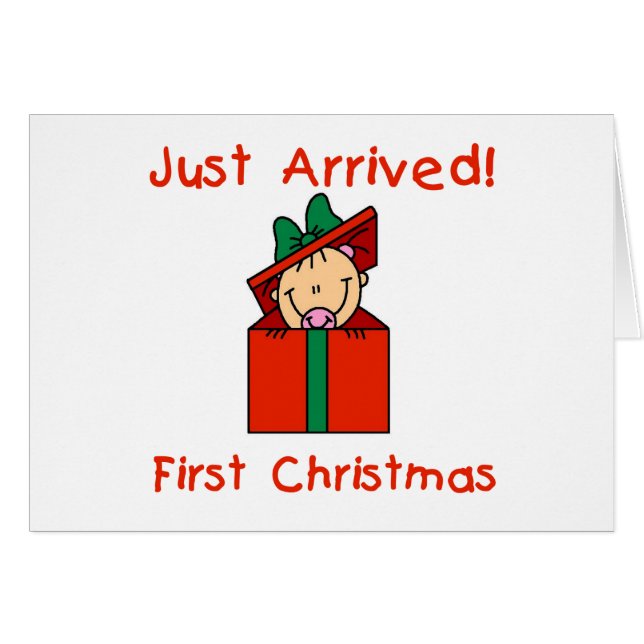 Cartão Holiday Baby Girl acabou de chegar Camisetas e pre (Frente Horizontal)