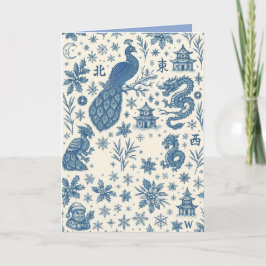 Cartão Holiday Cards Featuring Mahjong Toile & Charm