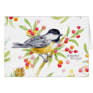 Cartão Holiday Chickadee Blank Note Greeting Card