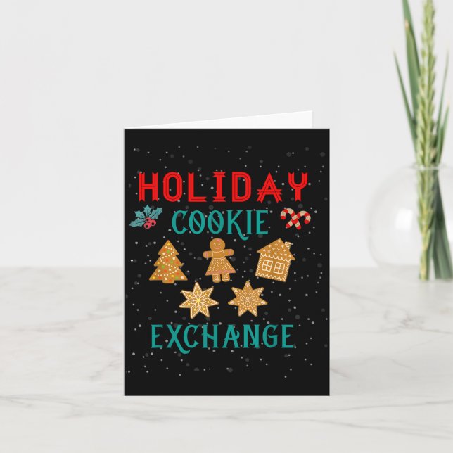 Cartão Holiday Cookie Exchange With Santa Xmas Cookie Bak (Frente)