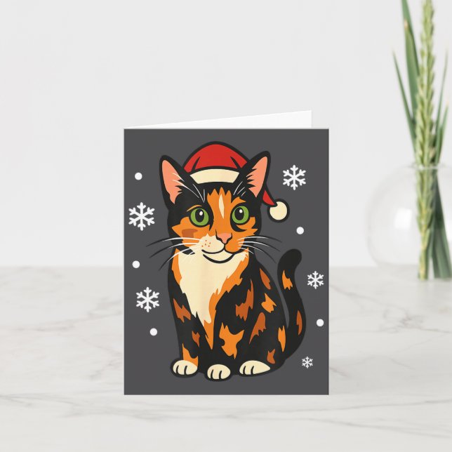Cartão Holiday Kitten Cute Christmas Cat Design Uni  (Frente)