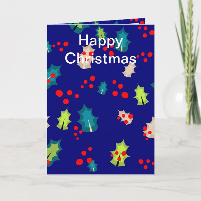 Cartão Holly e Berries Editáveis (Frente)