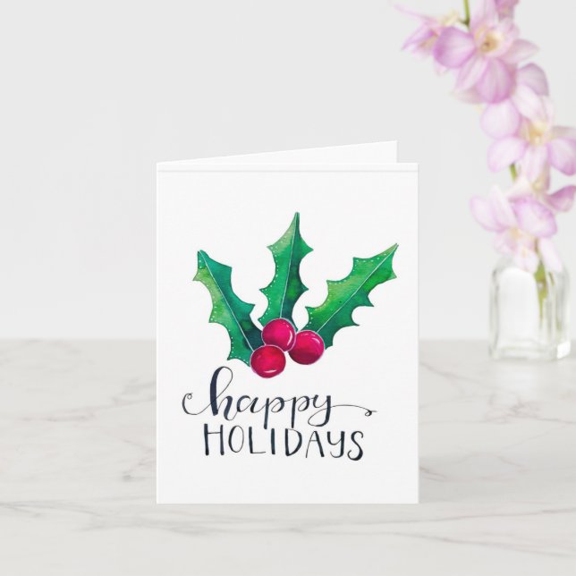 Cartão Holly Happy Holidays Folded Card (Orquídea)