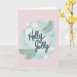 Cartão Holly Jolly - Pastel - Natal - Saudação -