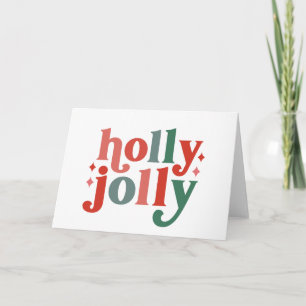 Cartão Holly Jolly - Tipografia de Férias Retrô