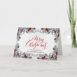 Cartão Holly & Pine Rustic Christmas Corporate Saudação C