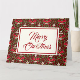 Cartão Holly, Red Berries & Ribbon - Vintagem para Downlo