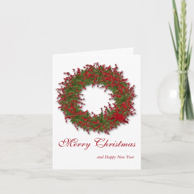 Cartão Holly Wreath (Frente)
