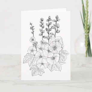 Cartão Hollyhocks Color It Yourself Blank Greeting