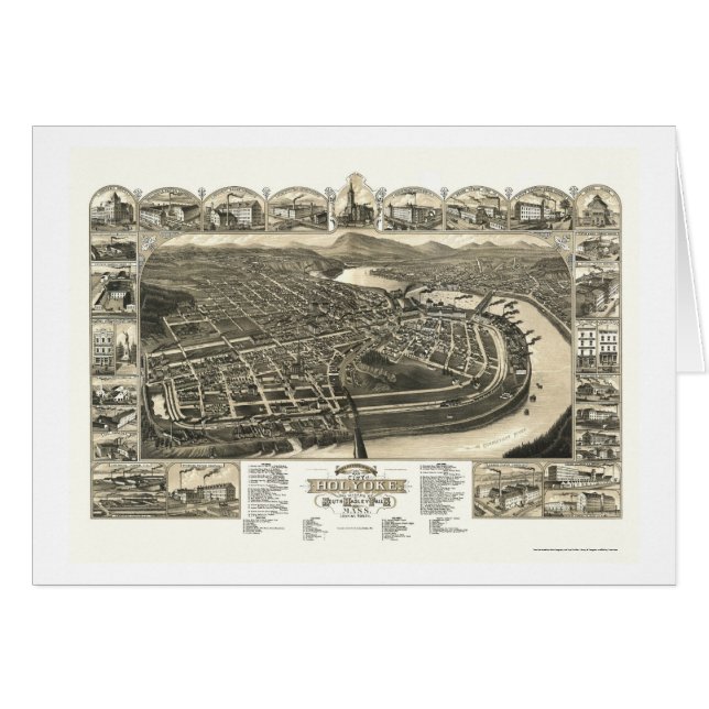 Cartão Holyoke, mapa panorâmico das MÃES - 1881 (Frente Horizontal)