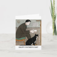 Homem Antigo com Gato Feliz Dia dos Pais