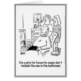 Cartão Homem assistindo telenovela.